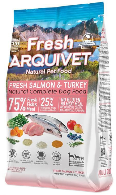 Напіввологий корм для собак Arquivet Fresh Salmon & Turkey 2.5 кг (8435117893078) - зображення 1