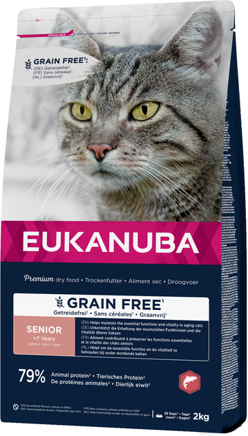 Sucha karma dla kota Eukanuba Grain Free senior salmon 2 kg (8710255189321) - obraz 1