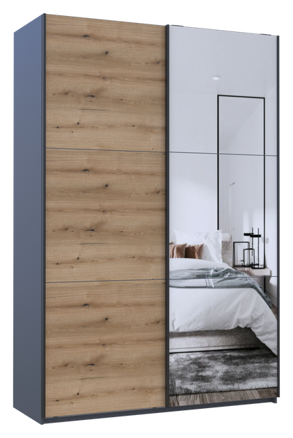Шкаф купе Doros G-Caiser Графит Дуб Евок 1 ДСП / 1 Зеркало 160х60х240 (42005072) - Фото 4 Шкаф купе Doros G-Caiser Графит Дуб Евок 1 ДСП / 1 Зеркало 160х60х240 (42005072) - изображение 4