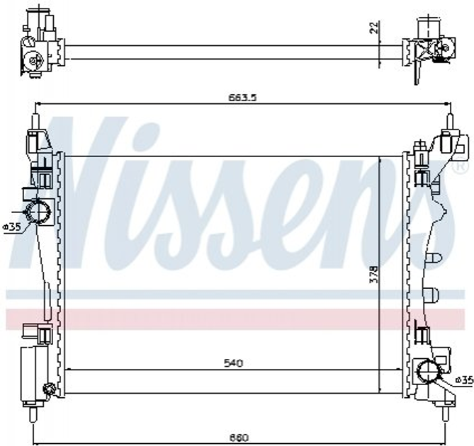 Радиатор охлаждения двигателя NISSENS 61917 Fiat Punto, Grande Punto 51864284, 55700447 - изображение 1