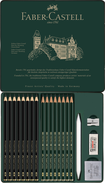 Набор карандашей Faber-Castell Pitt Graphite Matt & Castell 9000 20 шт. (4005401152248) - изображение 2