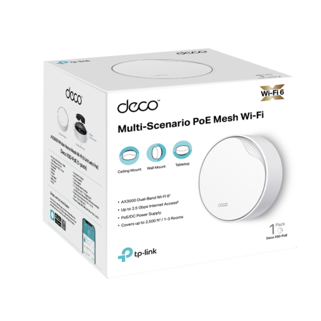 Домашня Mesh Wi-Fi система маршрутизатор TP-Link Deco X50-PoE(1-pack) 3000Мбіт/с Білий - Фото 4 Домашня Mesh Wi-Fi система маршрутизатор TP-Link Deco X50-PoE(1-pack) 3000Мбіт/с Білий - зображення 4