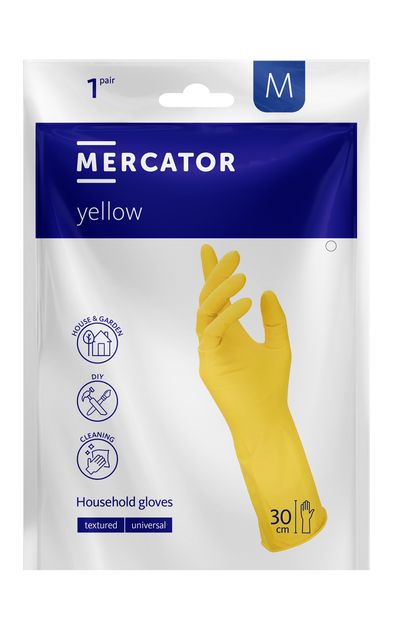 Хозяйственные перчатки Mercator M желтые - Фото 1 Хозяйственные перчатки Mercator M желтые - изображение 1