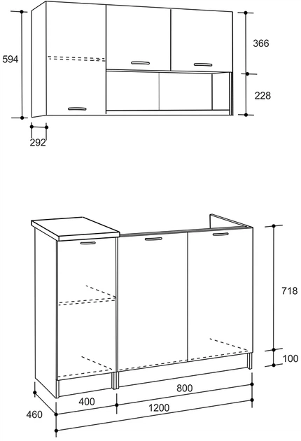 Кухня Roko Ника 120х200х60 см under the order Белый + Столешница (20200046699) - изображение 2