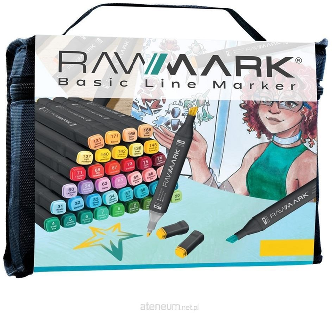 Набір різнокольорових маркерів Rawmark Basic Line з розмальовкою 80 шт (5907587834804) - зображення 1