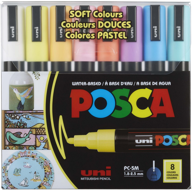 Zestaw markerów pastelowych Uni Posca Soft PC-5M 8 szt (4902778249215) - obraz 1