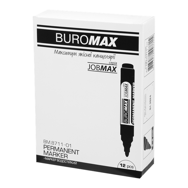 Маркер водостійкий Buromax Jobmax 2-4мм чорний (BM.8711-01) - зображення 2