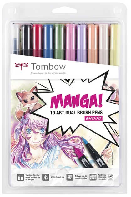 Zestaw markerów dwustronnych Tombow Manga ABT 10 Shojo wielokolorowe 10 szt (4003198101036) - obraz 1