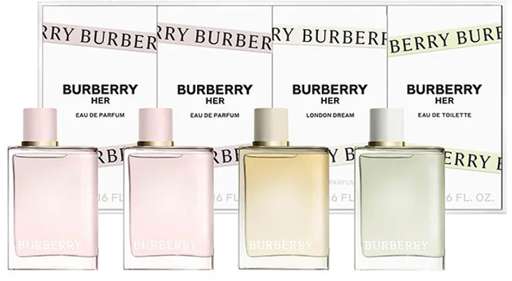 Zestaw miniatur damskich Burberry Her Woda perfumowana 5 ml + Woda perfumowana 5 ml + Woda perfumowana 5 ml + Woda perfumowana London Dream 5 ml + Woda toaletowa 5 ml (3616304961038) - obraz 1