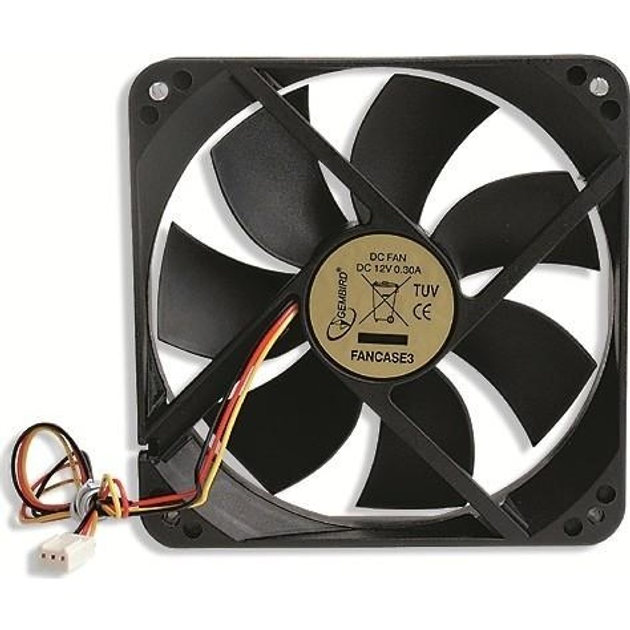 Кулер для корпусу Gembird FANCASE3 120 см 3pin; Габарити (мм): 120x120x25; максимальні оберти (об/хв): 2100 - изображение 1