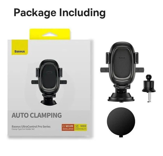 Автомобильный держатель холдер Baseus UltraControl Pro Series Clamp-Type Car Holder Set C40351600113-00 Black - Фото 6 Автомобильный держатель холдер Baseus UltraControl Pro Series Clamp-Type Car Holder Set C40351600113-00 Black - изображение 6