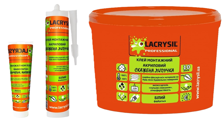 Клей универсальный Lacrysil Сумасшедшая липучка акриловый белый 12 кг - изображение 2