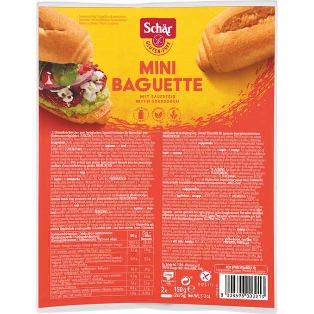 Багети міні без глютену Dr.Schär Дуо Mini-Baguette 150 г - Фото 1 Багети міні без глютену Dr.Schär Дуо Mini-Baguette 150 г - зображення 1