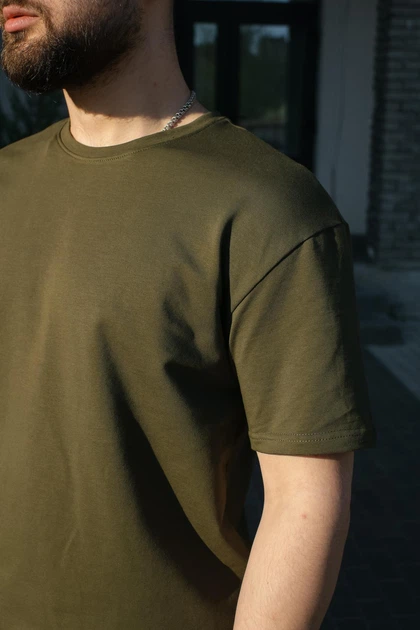 Мужская футболка Intruder базовая оверсайз L-XL хаки - Фото 3 Мужская футболка Intruder базовая оверсайз L-XL хаки - изображение 3