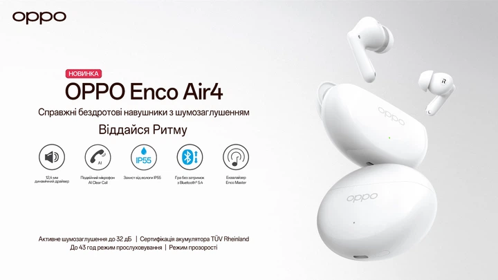 Навушники OPPO Enco Air4 ETEE1 Silky White - зображення 6