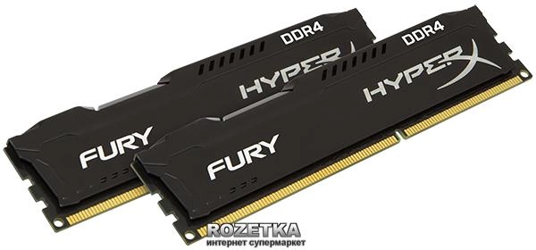 Оперативная память Kingston DDR4-2666 16384MB PC4-21300 (kit of 2x8192) HyperX Fury Black (HX426C15FBK2/16) - изображение 1