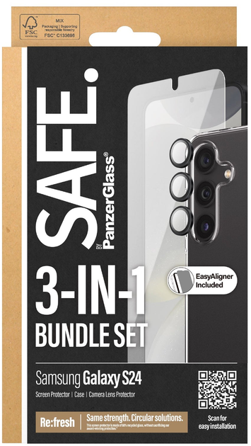 Комплект чохол для смартфона + скло PanzerGlass SAFE. 3-in-1 Pack для Samsung Galaxy S24 Clear (PG_BSAFE95672) - зображення 4