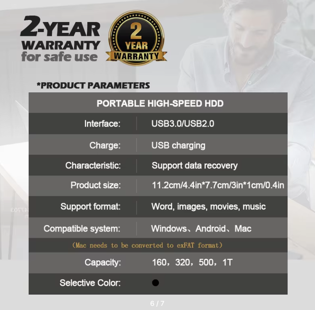 Внешний жесткий диск External Case 640Gb HDD 2.5 USB 3.0 - изображение 3