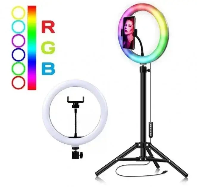 Кільцева лампа 26 см LED RGB світлодіодна для блогерів та Тік Ток зі штативом живлення 5В TP - зображення 3