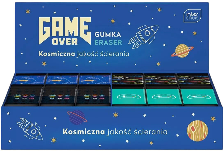 Zestaw gumek do ścierania Interdruk Game Over 24 szt (5902277295767) - obraz 1