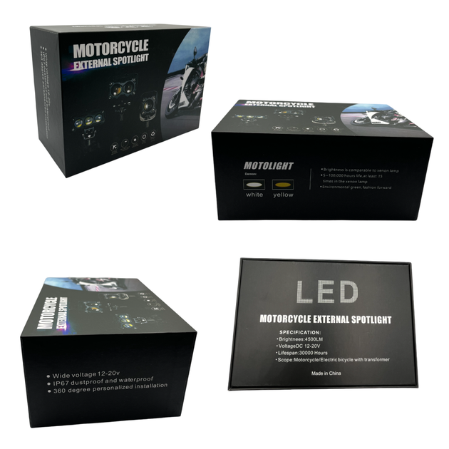 Led дополнительная Mini фара/линза на авто, мотоцикл, мопед, с функцией белого и жёлтого цвета R21 80W (2шт) - изображение 7