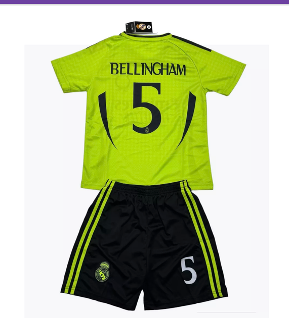 Форма футбольная детская Bellingham(Белінгхем) 5 REAL MADRID 2025, 24 размер, 10 лет, 130-135 см, салатовый - Фото 2 Форма футбольная детская Bellingham(Белінгхем) 5 REAL MADRID 2025, 24 размер, 10 лет, 130-135 см, салатовый - изображение 2