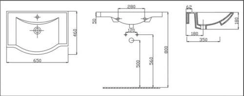Умывальник мебельный 65 см RJ TULIP RJFU081-0065WH - изображение 2