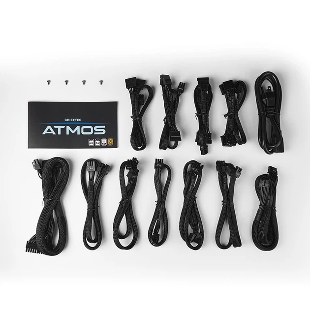 Блок питания CHIEFTEC Atmos (850W), >90%, 80+ Gold, 120мм FDB, 1xMB 24pin(20+4), 2xCPU 8pin(4+4), 4xMolex, 9xSATA, 2xPCIe 8pin(6+2), 1xPCIe GEN5 16pin, Fully Modular - изображение 2