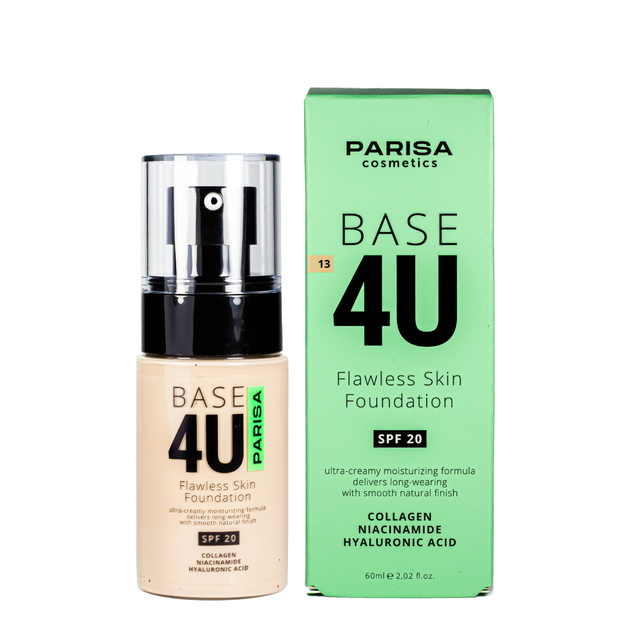 Тональный крем для лица Parisa Cosmetics Base4U № 13 light beige - Фото 1 Тональный крем для лица Parisa Cosmetics Base4U № 13 light beige - изображение 1