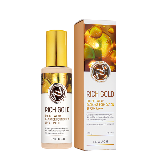 Тональний крем Enough Rich Gold Double Wear Radiance 100 мл №13 Світло-бежевий - Фото 1 Тональний крем Enough Rich Gold Double Wear Radiance 100 мл №13 Світло-бежевий - зображення 1