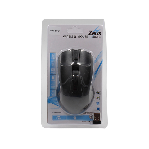 Беспроводная мышь Zeus М220 2.4G для ноутбука/компьютера от батареек 2 ААА Черная - изображение 8