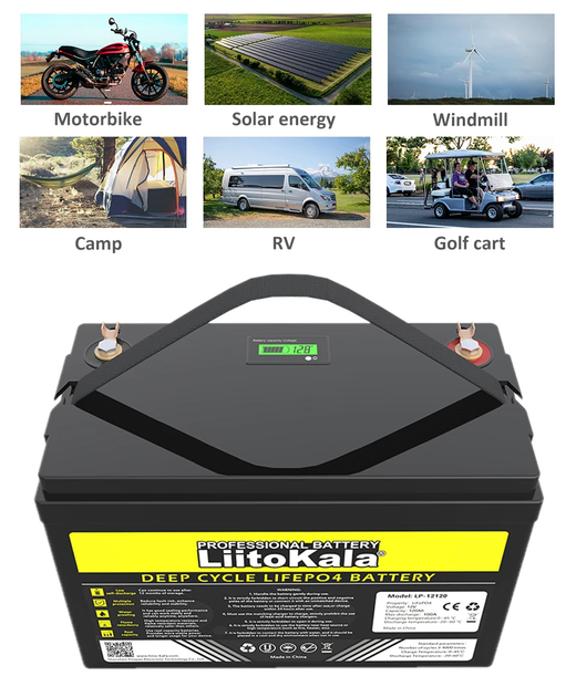 Аккумулятор LiitoKala LiFePO4 LCD 12V 120Ah со встроенным BMS, 4000+ циклов - изображение 6