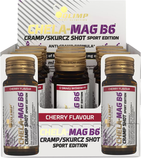 Suplement diety Olimp Chela-Mag B6 Skurcz Shot Sport Edition Ampułka szklana 9 kh 25 ml Wiśniowy (5901330090752) - obraz 1