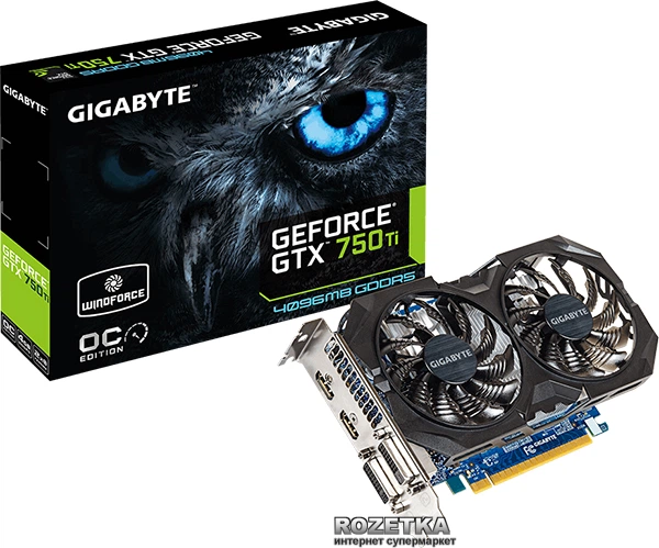Видеокарта Gigabyte PCI-Ex GeForce GTX 750Ti WindForce 2X 4096MB