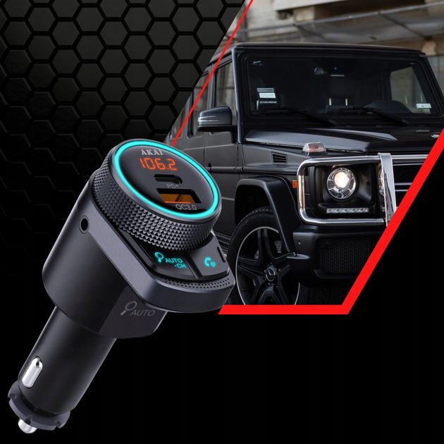 FM-трансмітер Akai FMT-80BT з Bluetooth та зарядним пристроєм (4905192533557) - зображення 5