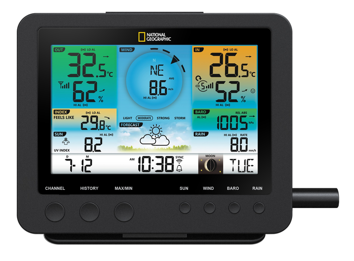 Метеостанція National Geographic WIFI Colour Weather Center 7-in-1 Sensor (9080600) - изображение 3