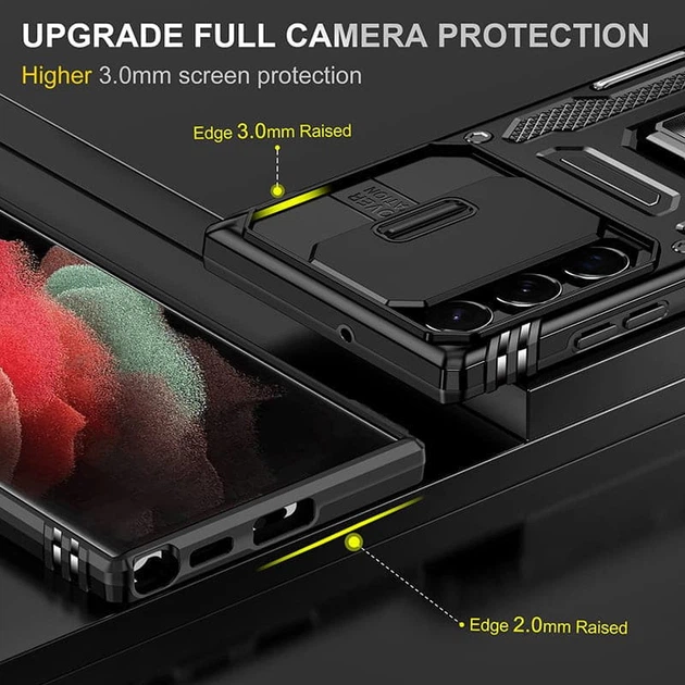 Ударопрочный чехол Epik Camshield Army Ring для Samsung Galaxy S24 Ultra Черный / Black - изображение 6