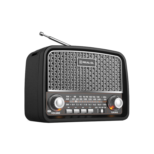 Колонка-радиоприемник портативный Real-El X-520 Black, 3 Вт, пластиковый корпус, FM/AM/SW, USB, SD/microSD, аккумулятор - Фото 1 Колонка-радиоприемник портативный Real-El X-520 Black, 3 Вт, пластиковый корпус, FM/AM/SW, USB, SD/microSD, аккумулятор - изображение 1