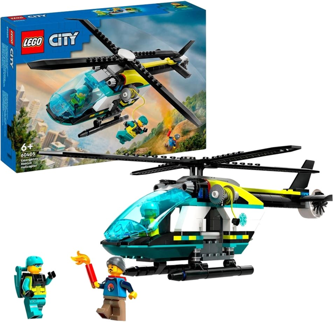 Zestaw klocków LEGO City Helikopter ratunkowy 226 elementów 6 szt (60405) - obraz 2