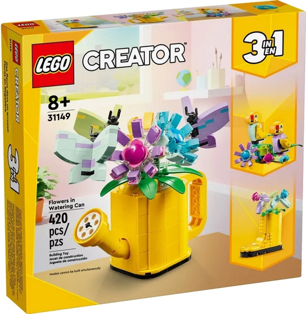 Zestaw klocków LEGO Creator Kwiaty w konewce 420 elementów 4 szt (31149) - obraz 1