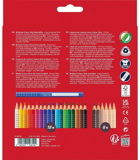 Zestaw kolorowych ołówków Faber-Castell Colour Grip 24 szt (4005401128199) - obraz 3