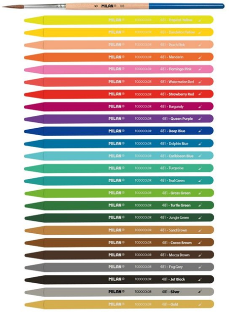 Набір акварельних олівців Milan Todocolor Woodless з пензликом 24 шт (8411574099376) - зображення 3