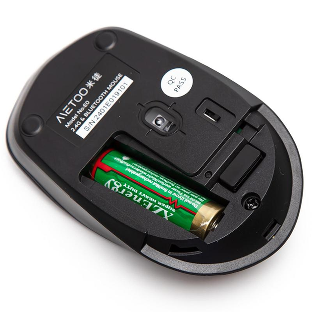 Беспроводная мышь METOO E0 2.4G Wireless и Bluetooth, тихий щелчок, проста в использовании Black - изображение 2