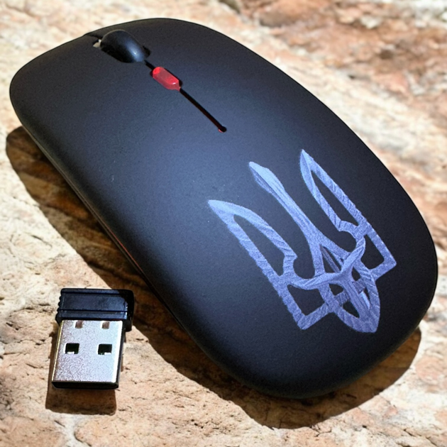 Мышка Бесшумная Беспроводная Kerui K101 USB 2.4G + Bluetooth для Windows Android Macbook Ноутбука Планшета С подсветкой Тризуб - изображение 3
