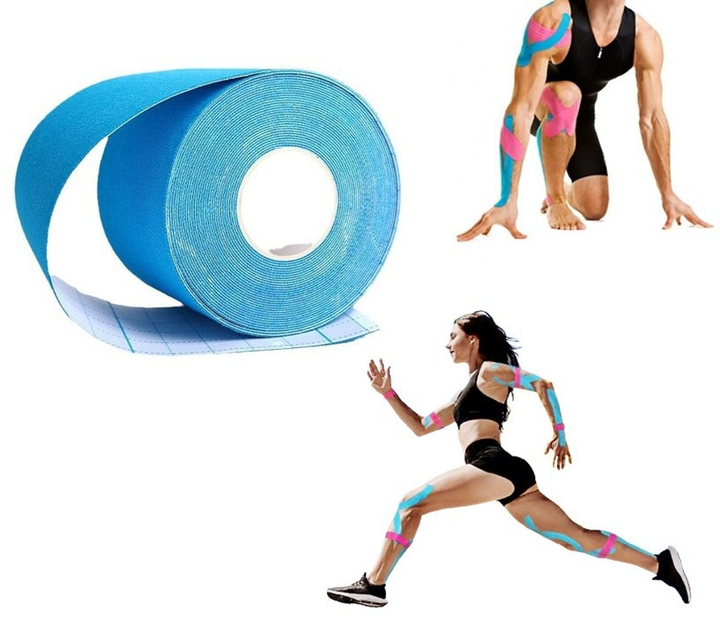 Стрічка для тейпування кінезіо тейп Kinesio tape 500 х 2.5 см Blue - изображение 1