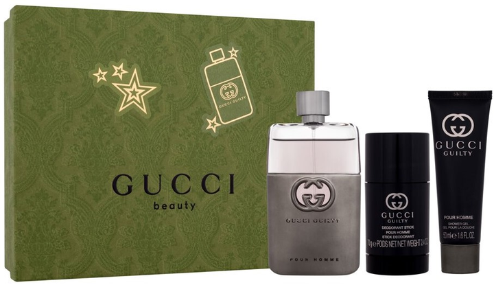 Zestaw dla mężczyzn Gucci Guilty Pour Homme Woda toaletowa 90 ml + Żel pod prysznic 50 ml + Dezodorant w sztyfcie 70 g (3616304679056) - obraz 1