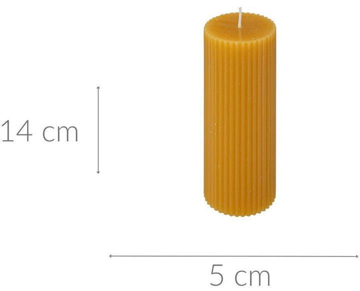 Свічка Atmosphera Demi ребриста стовпчик 14 см жовта (3560232655883) - зображення 2