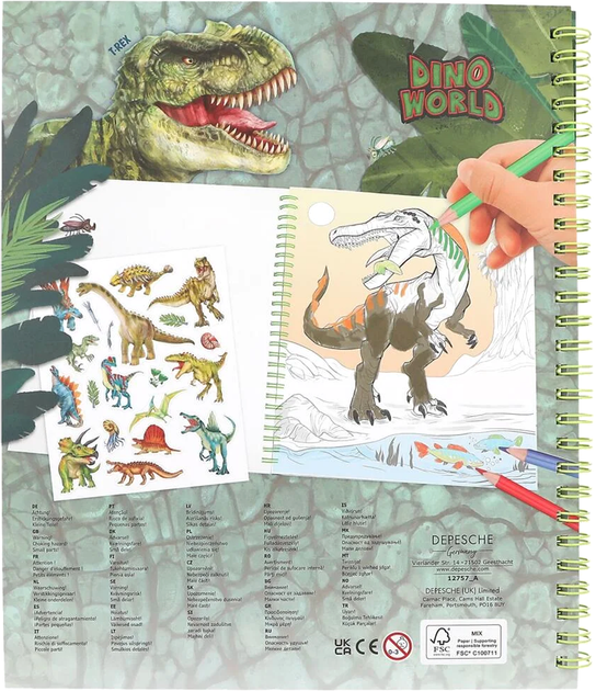 Книжка-розмальовка Dino World з двосторонніми блискітками (4010070666941) - зображення 4