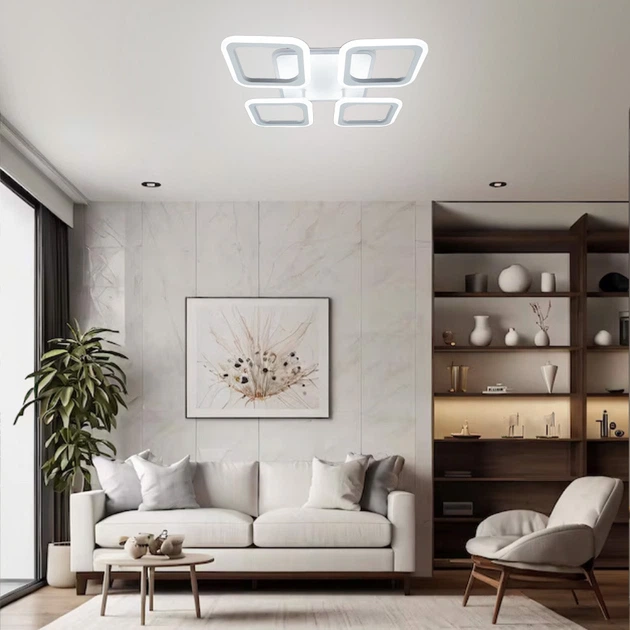 Управляемая светодиодная люстра ESLLSE ROOM 70W 4S SMART 385×385×75мм Белая с подсветкой RGB - изображение 7