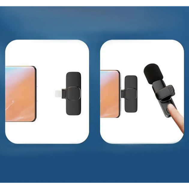 Бездротовий мікрофон для запису відео Wireless F5 з адаптером Lightning-Type-C - Фото 4 Бездротовий мікрофон для запису відео Wireless F5 з адаптером Lightning-Type-C - зображення 4